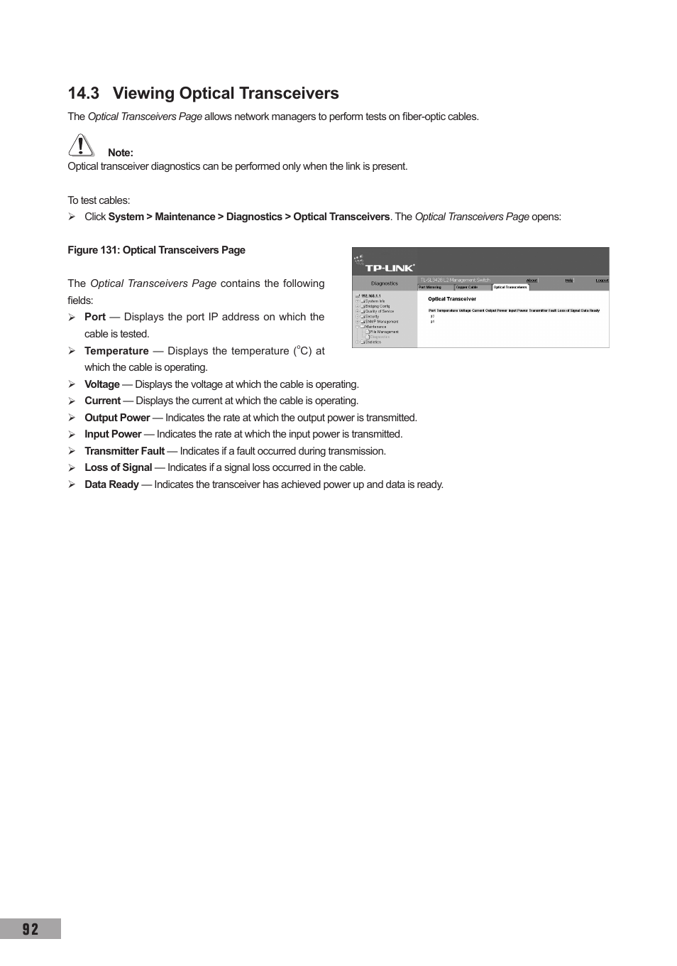 3 viewing optical transceivers | TP-Link TL-SL3452 User Manual | Page 99 / 120