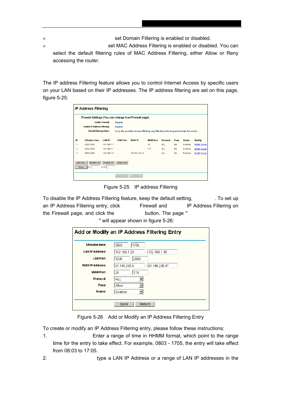 2 ip address filtering | TP-Link TL-WR542G User Manual | Page 40 / 67