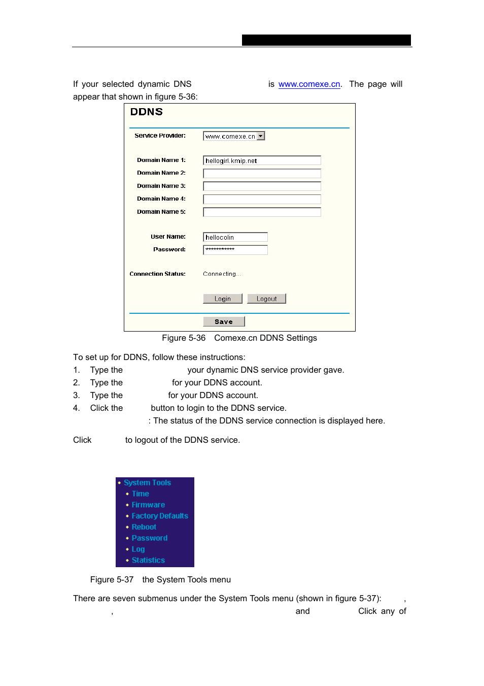 2 comexe.cn ddns, 11 system tools | TP-Link TL-WR542G User Manual | Page 49 / 67