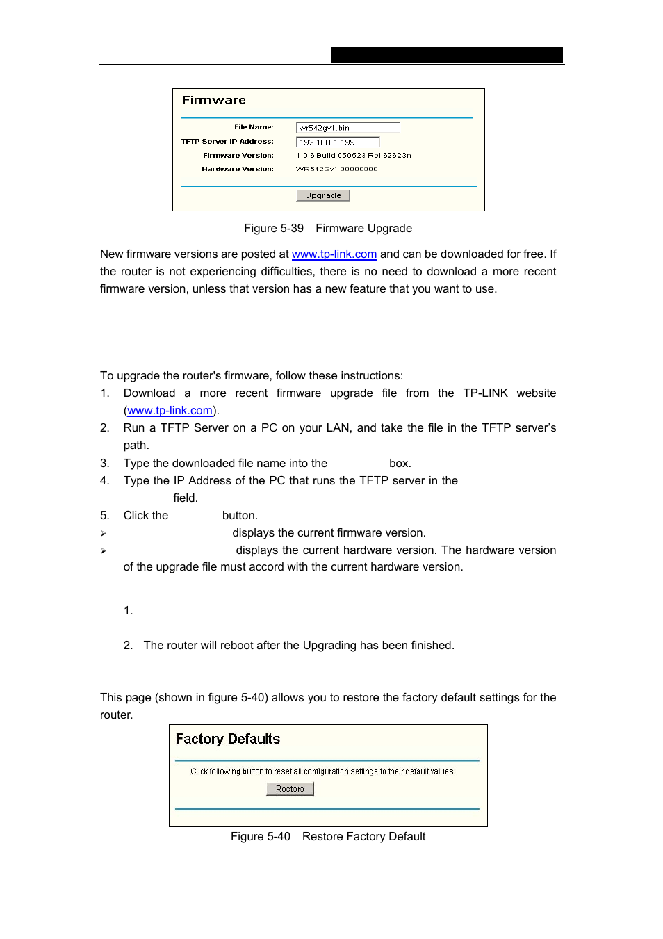 3 factory defaults | TP-Link TL-WR542G User Manual | Page 51 / 67