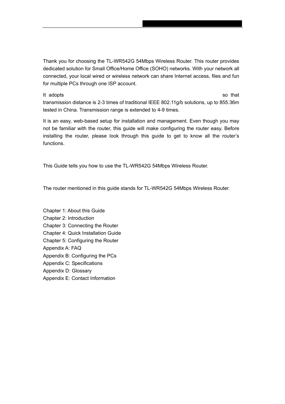 Chapter 1: about this guide, 1 purposes, 2 conventions | 3 overview of this user guide | TP-Link TL-WR542G User Manual | Page 6 / 67