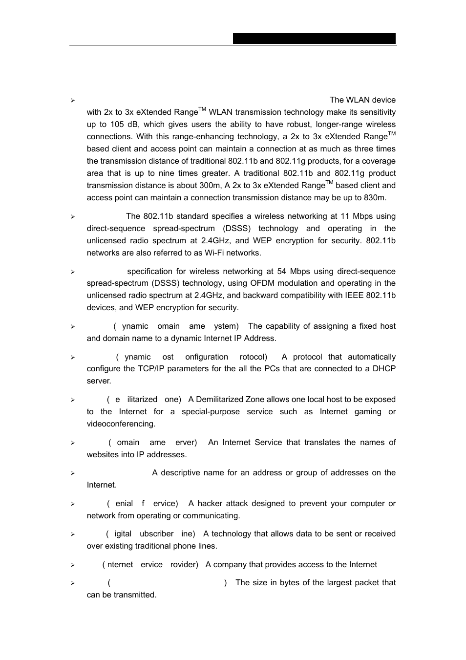 Appendix d: glossary | TP-Link TL-WR542G User Manual | Page 65 / 67