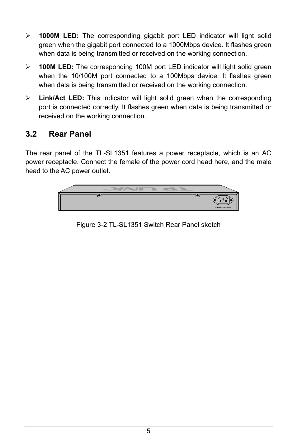 2 rear panel, Rear panel | TP-Link TL-SL1210 User Manual | Page 9 / 12