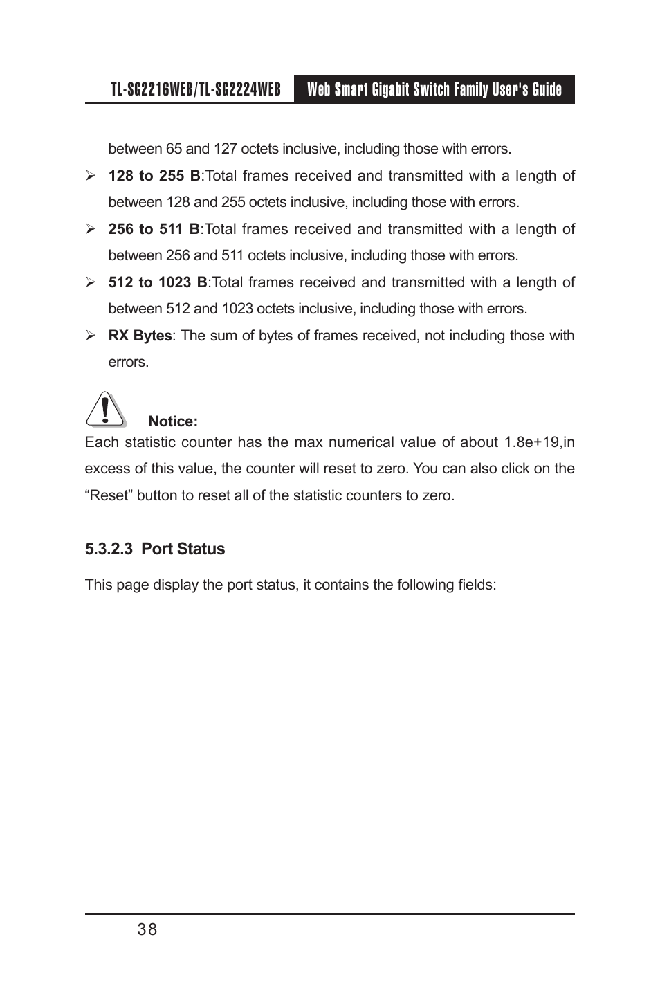 3 port status | TP-Link TL-SG2224WEB User Manual | Page 45 / 75