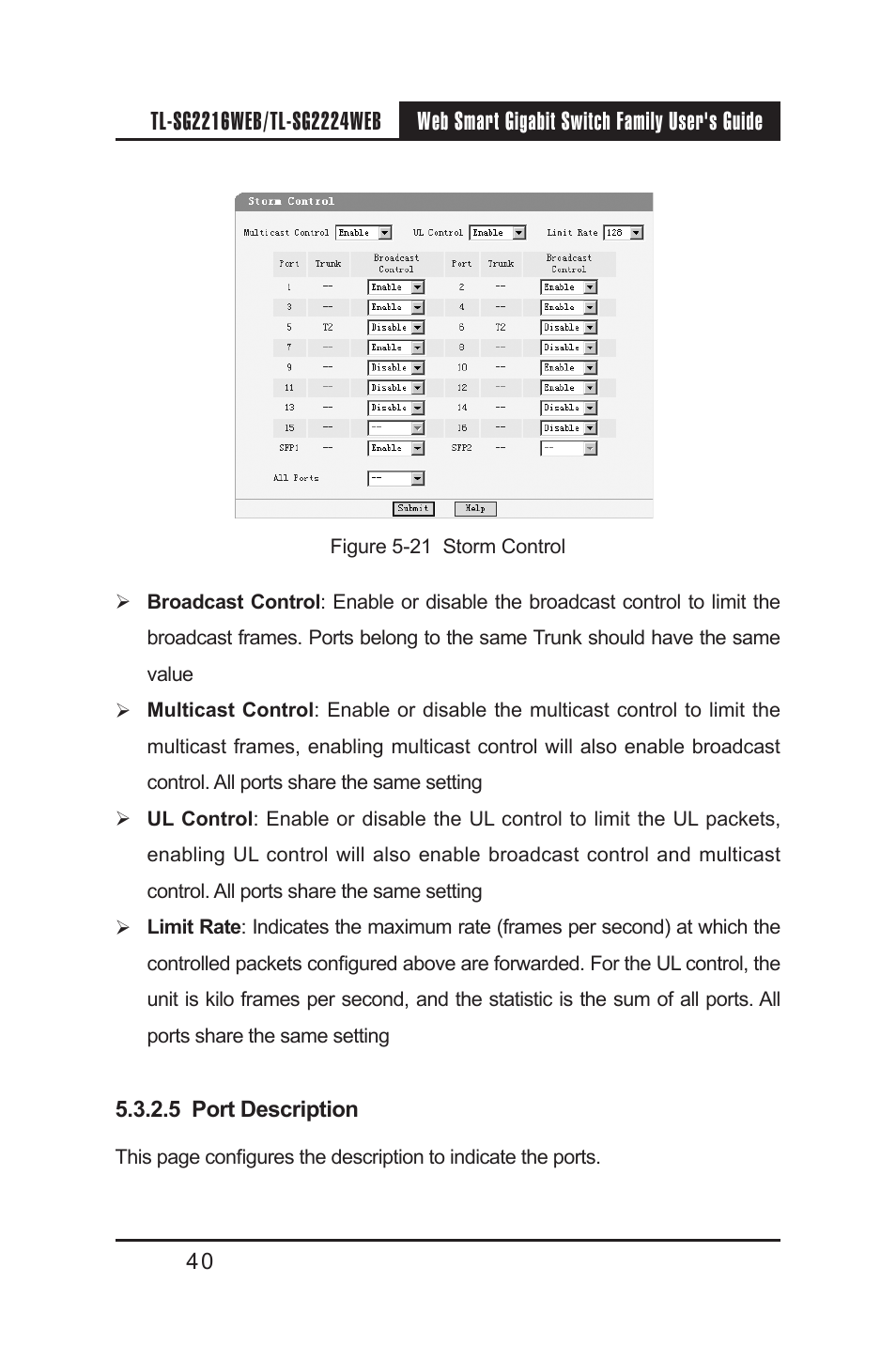 5 port description | TP-Link TL-SG2224WEB User Manual | Page 47 / 75