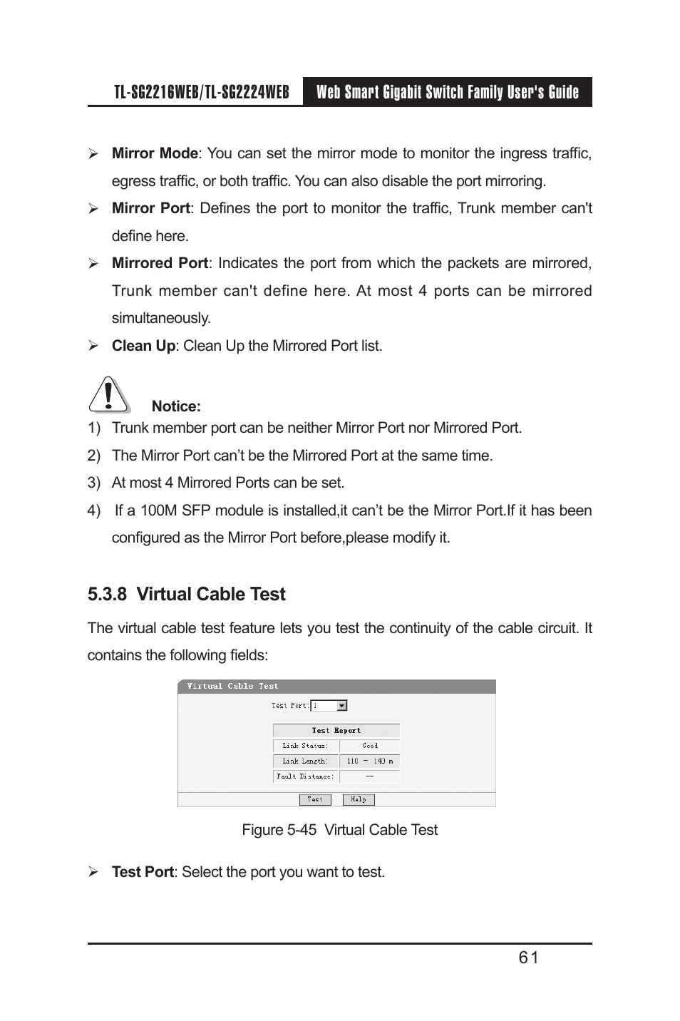 8 virtual cable test | TP-Link TL-SG2224WEB User Manual | Page 68 / 75