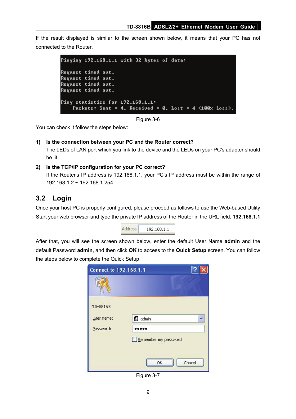 2 login, Login | TP-Link TD-8816B User Manual | Page 15 / 54