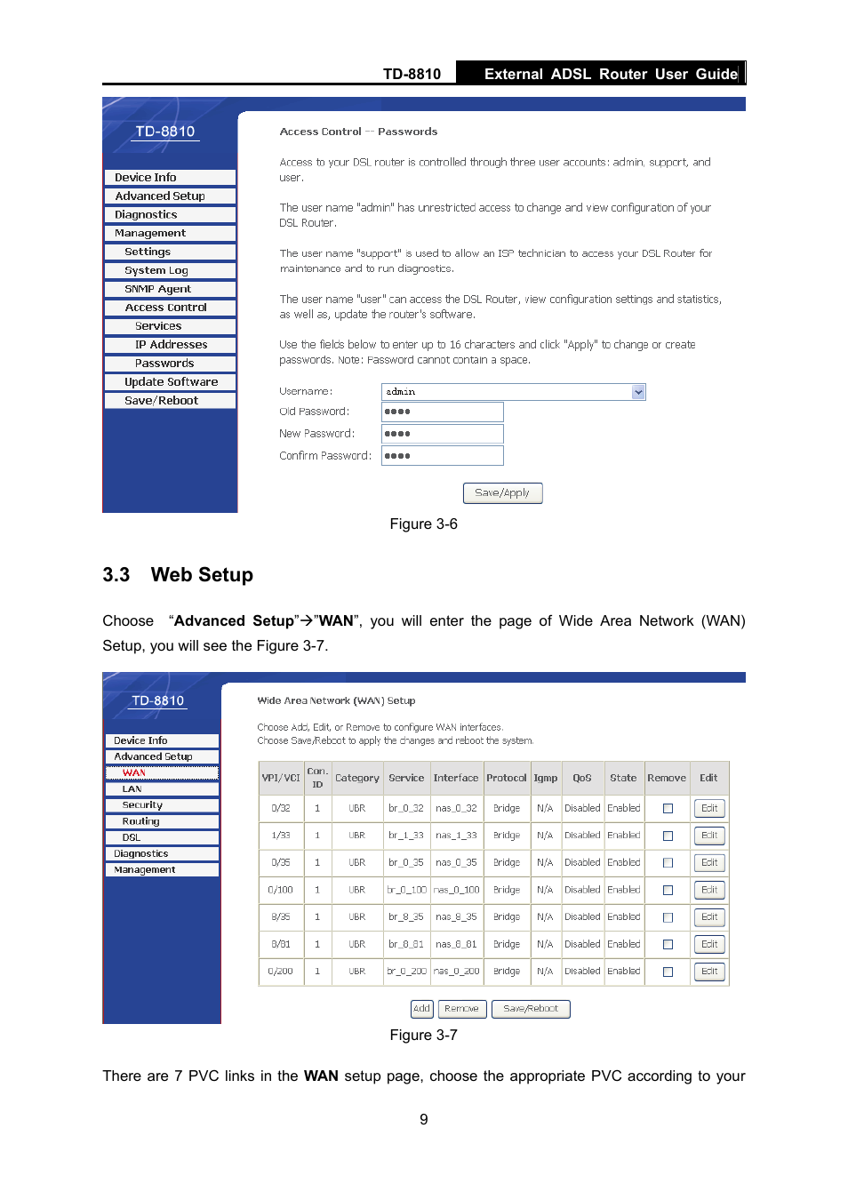 3 web setup | TP-Link External ADSL ROUTER TD-8810B User Manual | Page 14 / 35