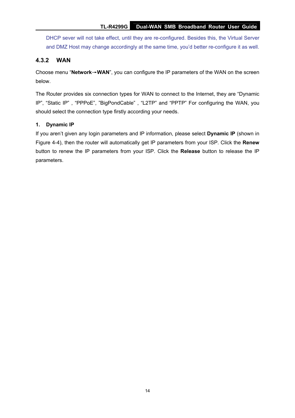 2 wan | TP-Link TL-R4299G User Manual | Page 20 / 87
