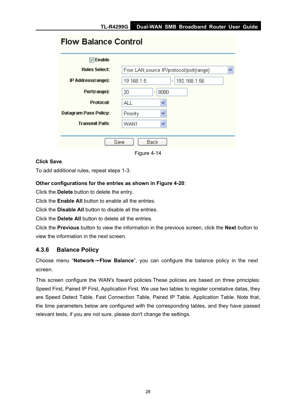 6 balance policy, Balance policy | TP-Link TL-R4299G User Manual | Page 34 / 87