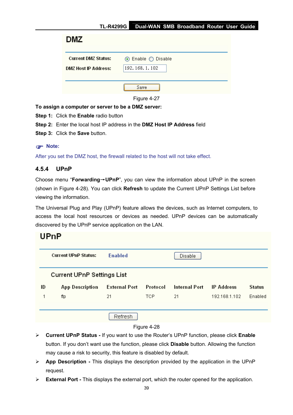 4 upnp, Upnp | TP-Link TL-R4299G User Manual | Page 45 / 87