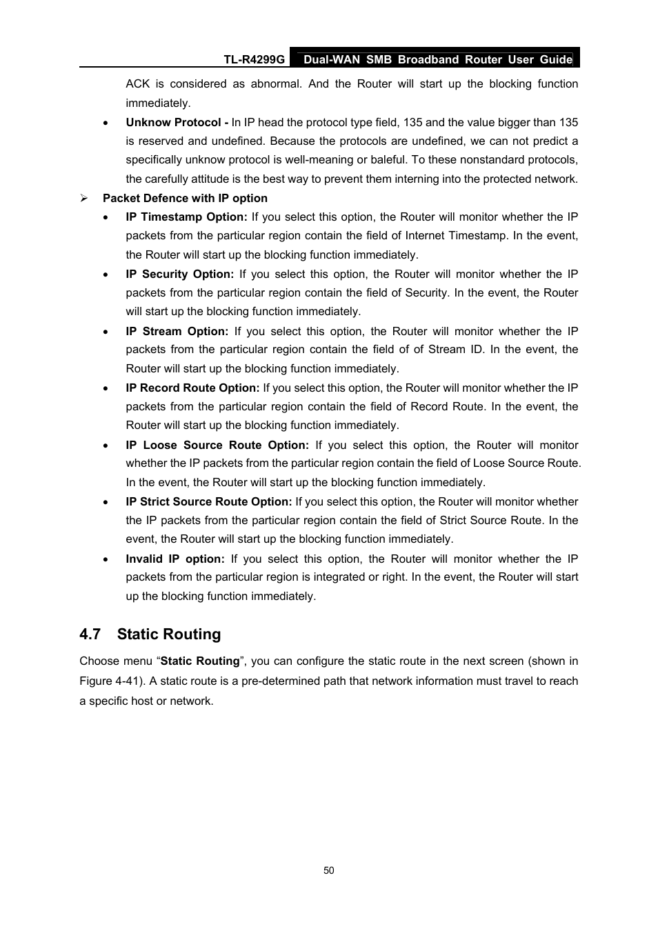 7 static routing, Static routing | TP-Link TL-R4299G User Manual | Page 56 / 87