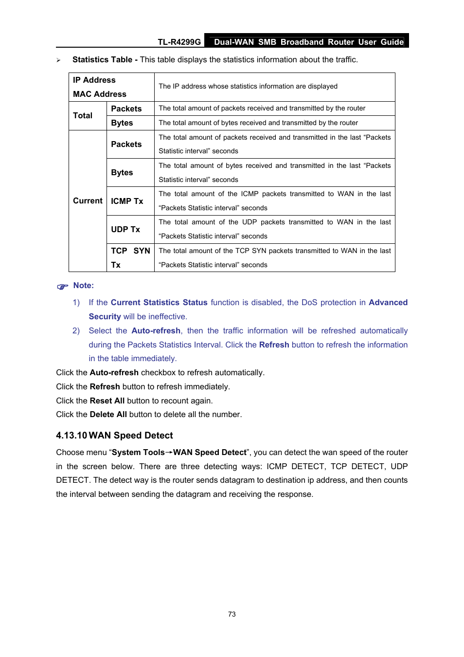 10 wan speed detect, Wan speed detect | TP-Link TL-R4299G User Manual | Page 79 / 87