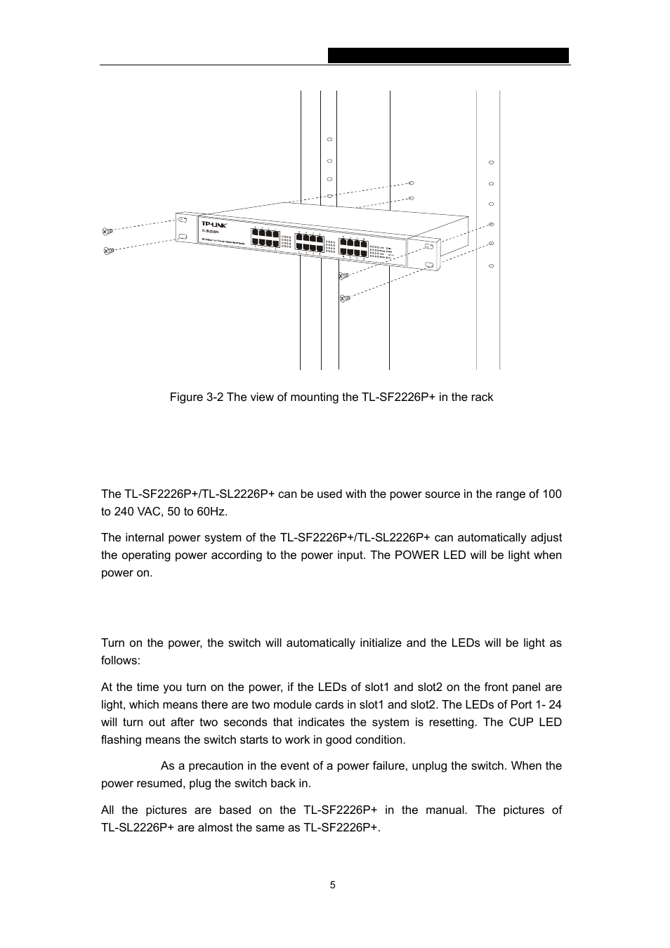 3 power on, 4 initialization, 3 power on 3.4 initialization | TP-Link TL-SF2226P User Manual | Page 8 / 37