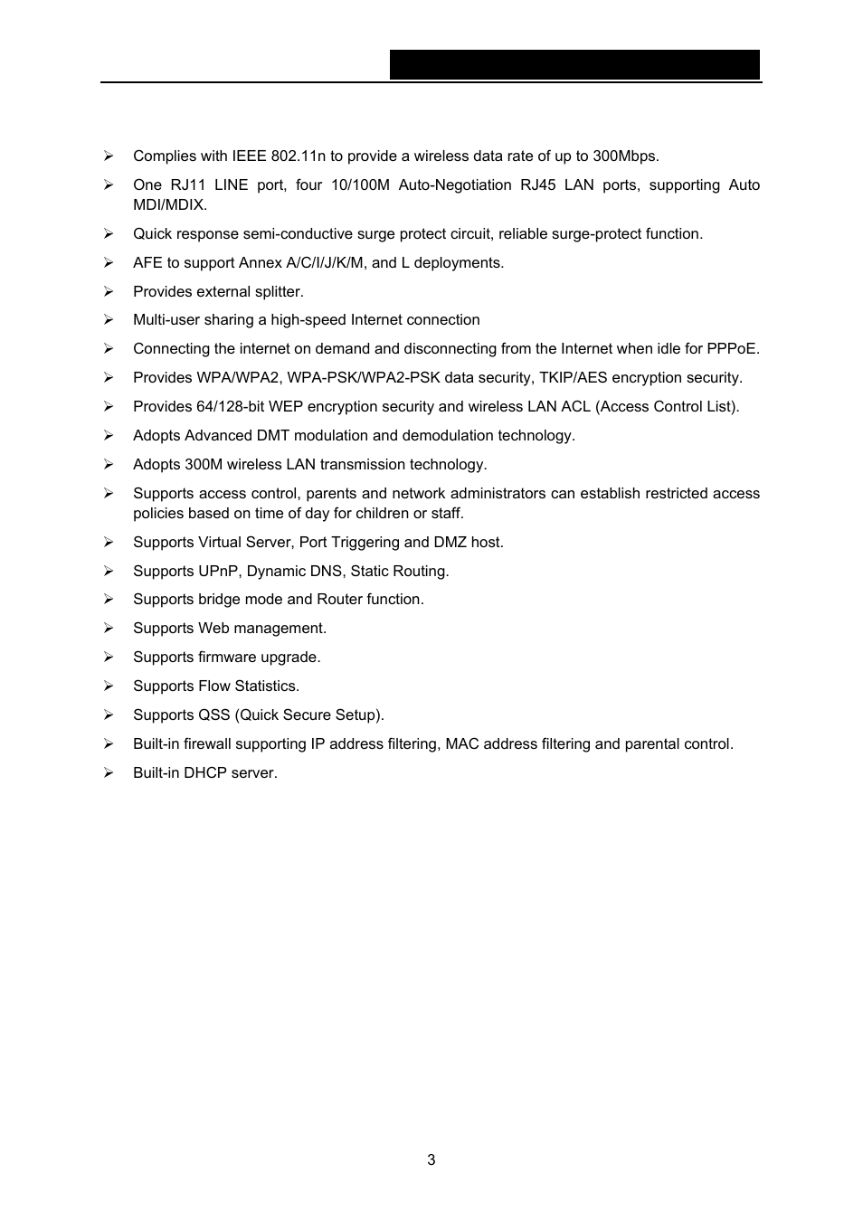 2 main features, Main features | TP-Link TD-W8970N User Manual | Page 10 / 116