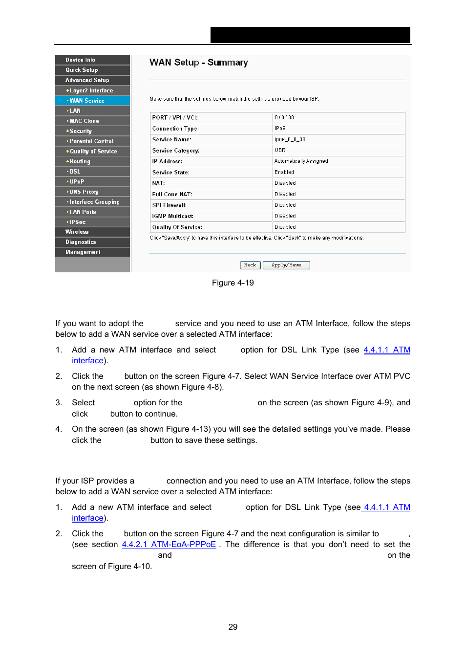3 atm-eoa-bridging, 4 atm-pppoa | TP-Link TD-W8970N User Manual | Page 36 / 116