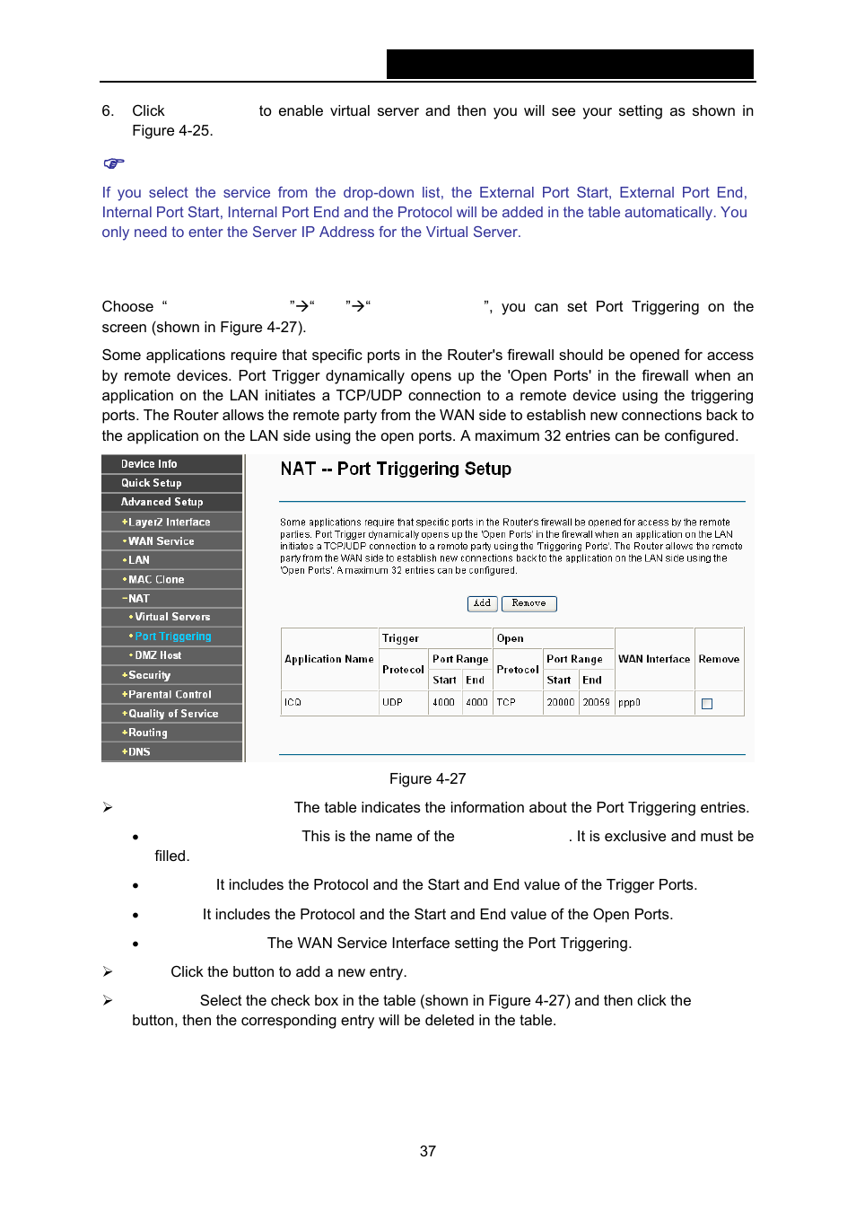 2 port triggering | TP-Link TD-W8970N User Manual | Page 44 / 116