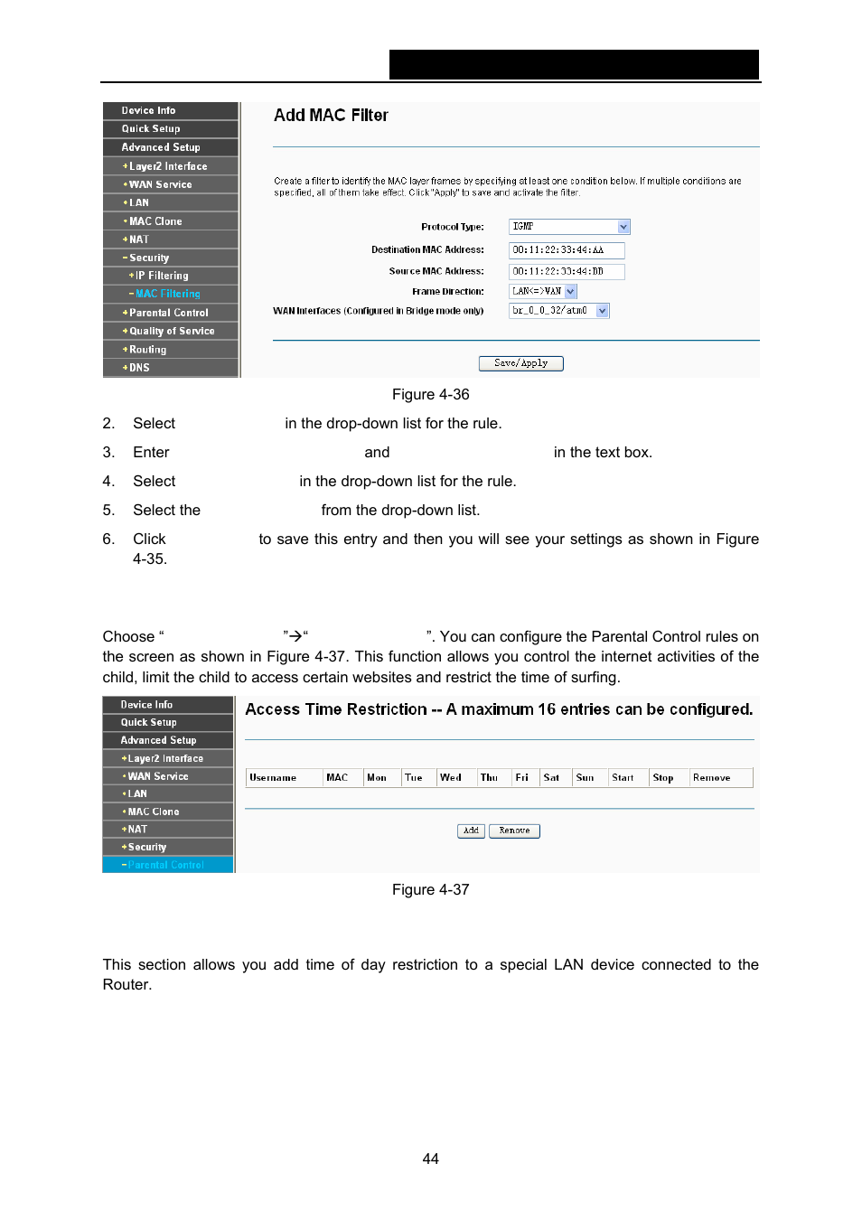 7 parental control, 1 time restriction | TP-Link TD-W8970N User Manual | Page 51 / 116