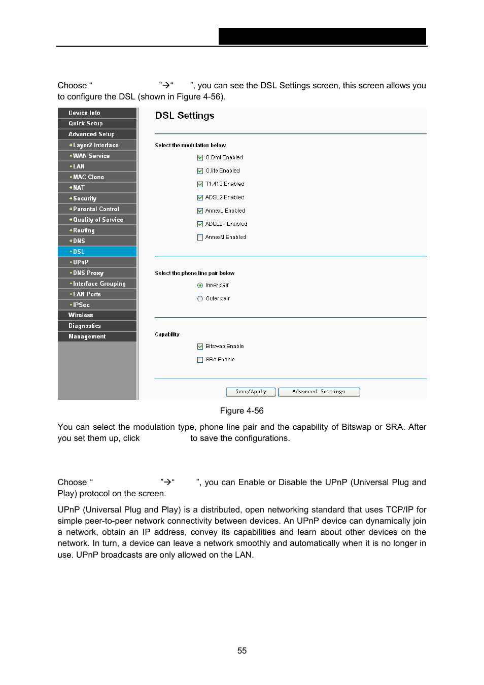 11 dsl, 12 upnp | TP-Link TD-W8970N User Manual | Page 62 / 116