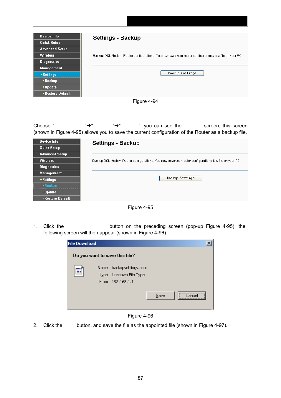 1 backup | TP-Link TD-W8970N User Manual | Page 94 / 116