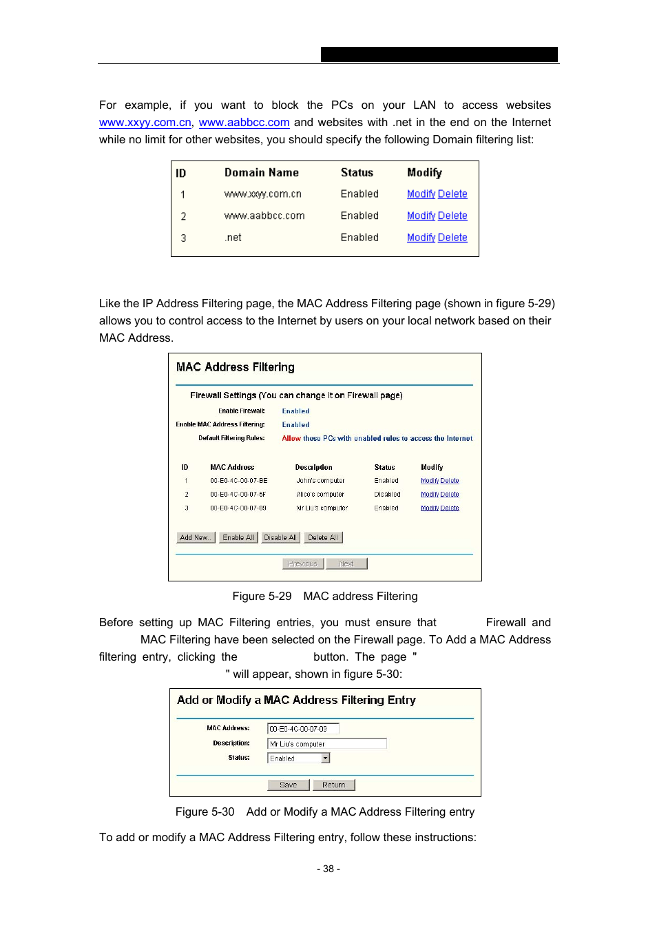 4 mac filtering | TP-Link TL-WR641G User Manual | Page 44 / 67