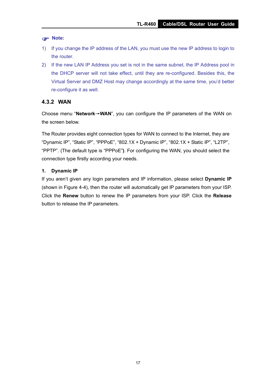 2 wan | TP-Link TL-R460 User Manual | Page 24 / 77
