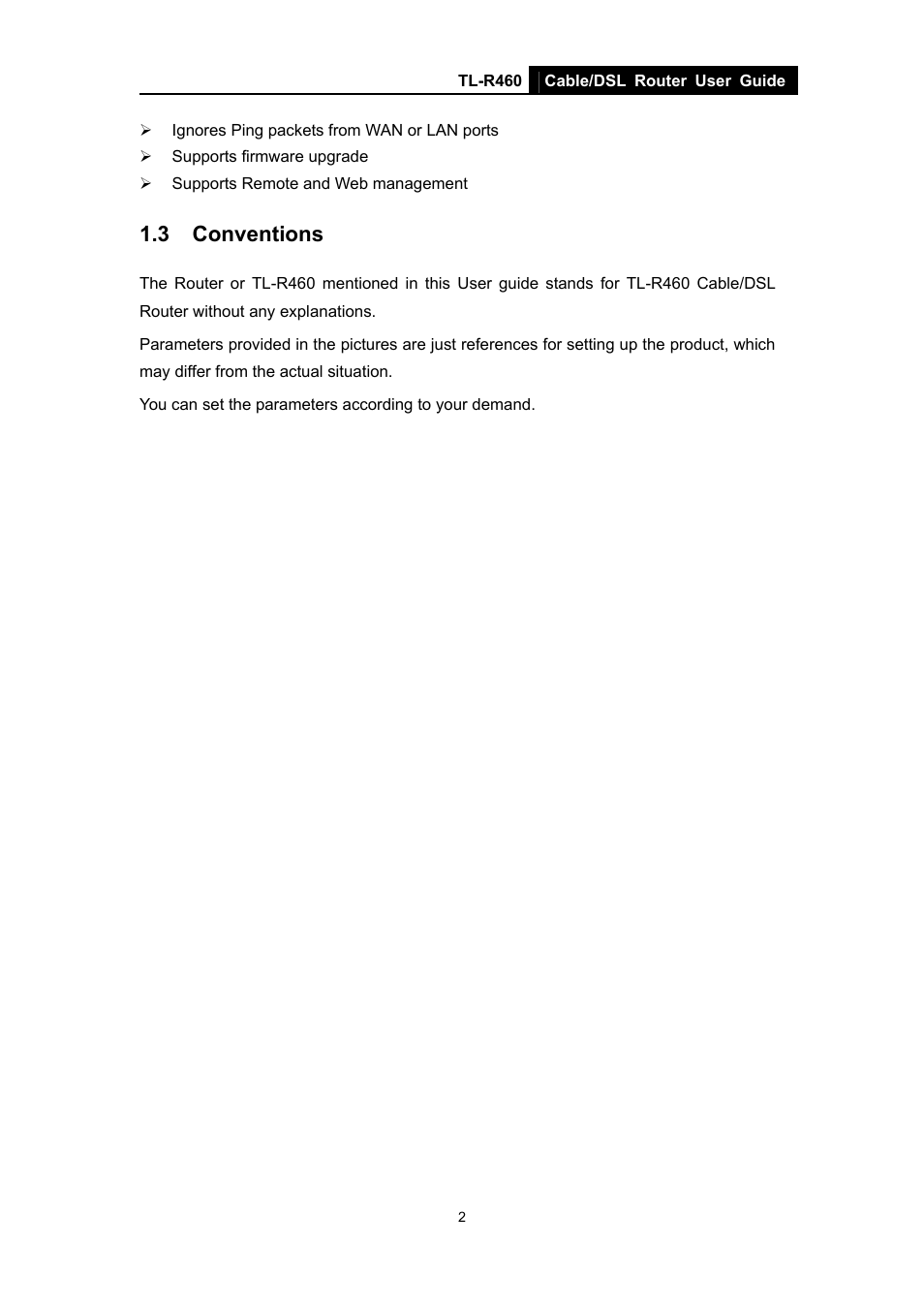 3 conventions, Conventions | TP-Link TL-R460 User Manual | Page 9 / 77