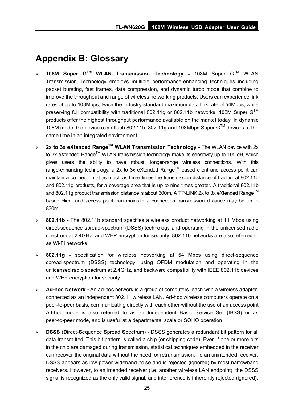 Appendix b: glossary | TP-Link TL-WN620G User Manual | Page 32 / 33