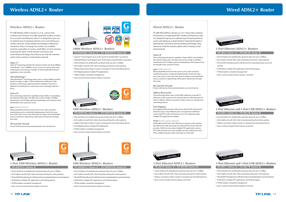 P13-14_复制.pdf, Wireless adsl2+ router, Wired adsl2+ router | TP-Link Ultimate Wireless N Gigabit Router TL-WR1043ND User Manual | Page 10 / 24
