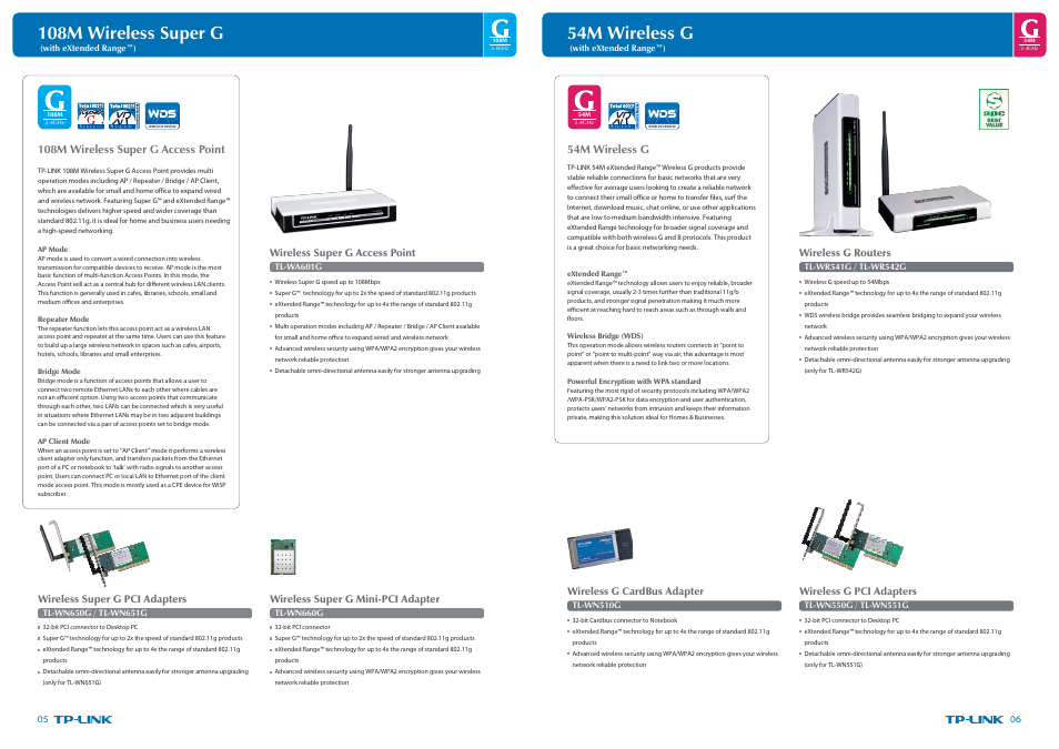 P05-06_复制.pdf, 108m wireless super g, 54m wireless g | TP-Link Ultimate Wireless N Gigabit Router TL-WR1043ND User Manual | Page 6 / 24