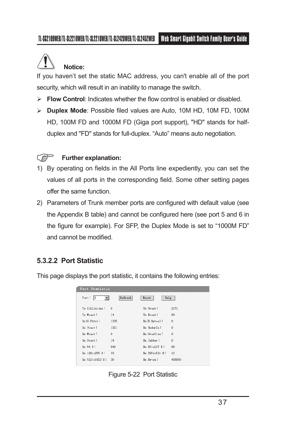 2 port statistic | TP-Link TL-SL2218WEB User Manual | Page 44 / 75