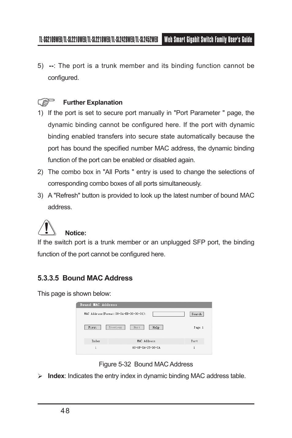 5 bound mac address | TP-Link TL-SL2218WEB User Manual | Page 55 / 75