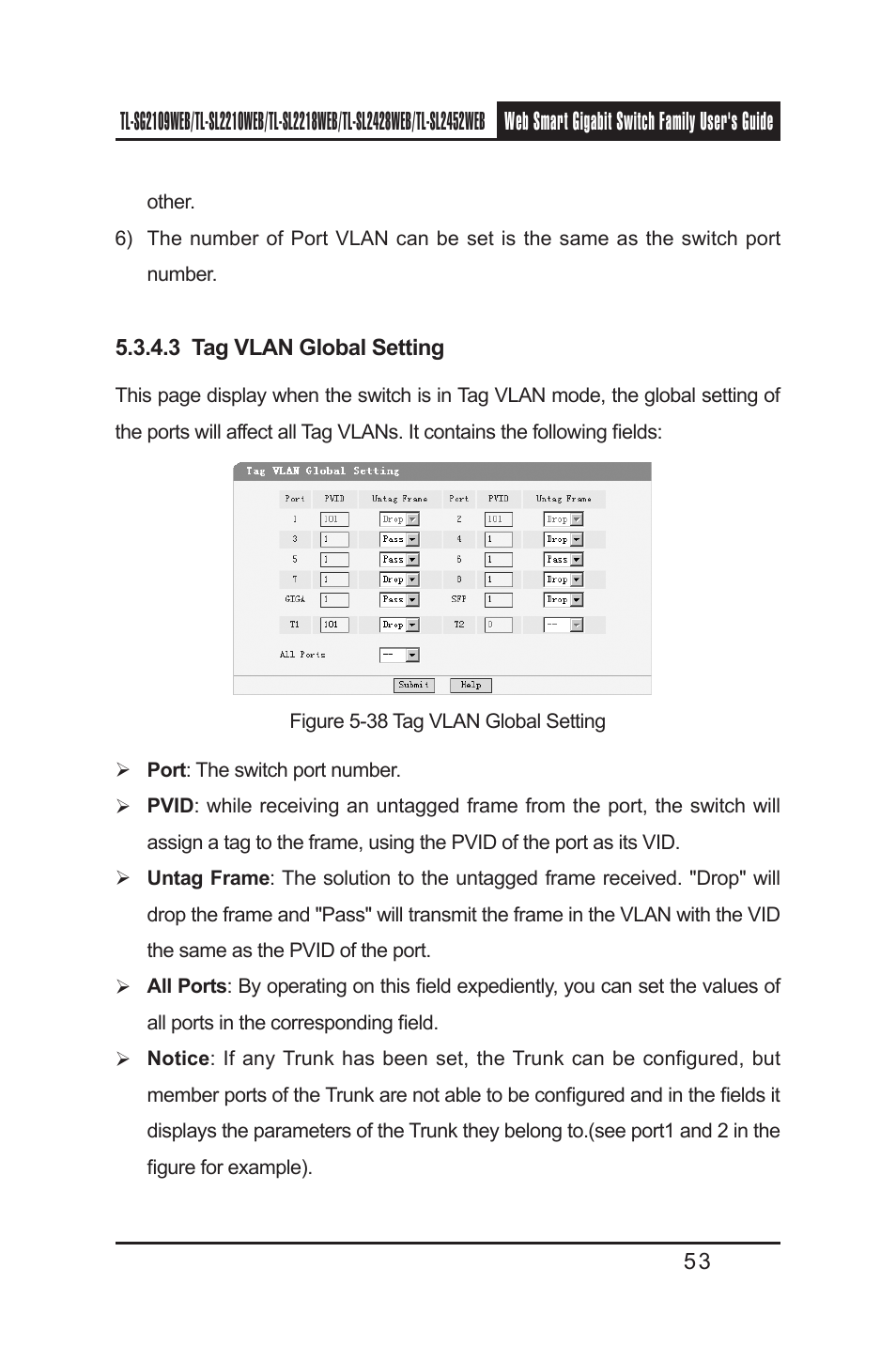 3 tag vlan global setting | TP-Link TL-SL2218WEB User Manual | Page 60 / 75