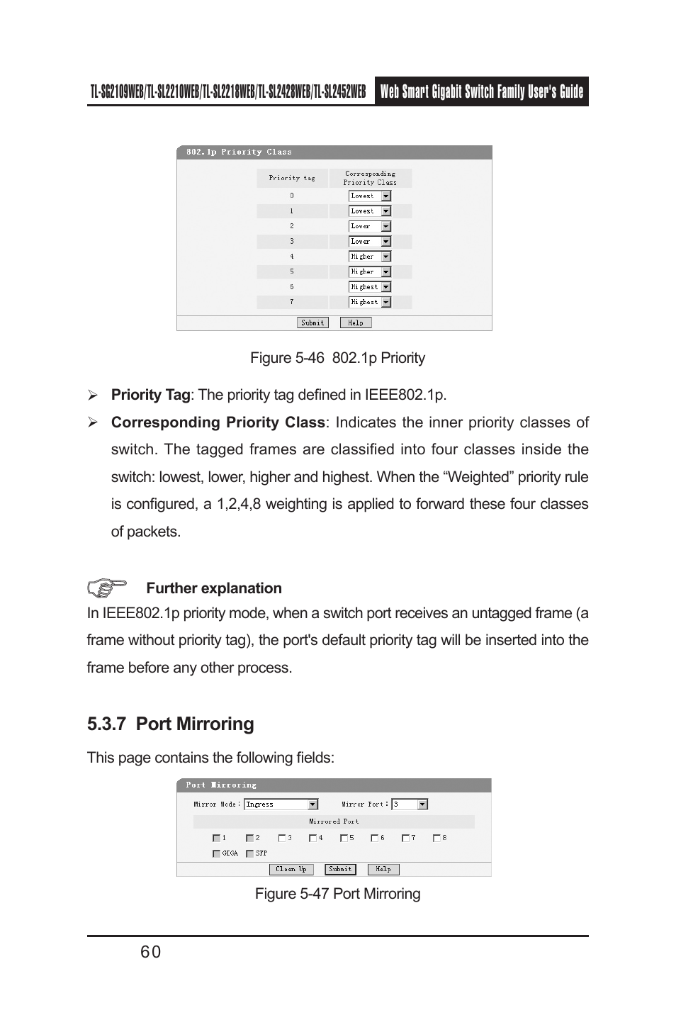 7 port mirroring | TP-Link TL-SL2218WEB User Manual | Page 67 / 75