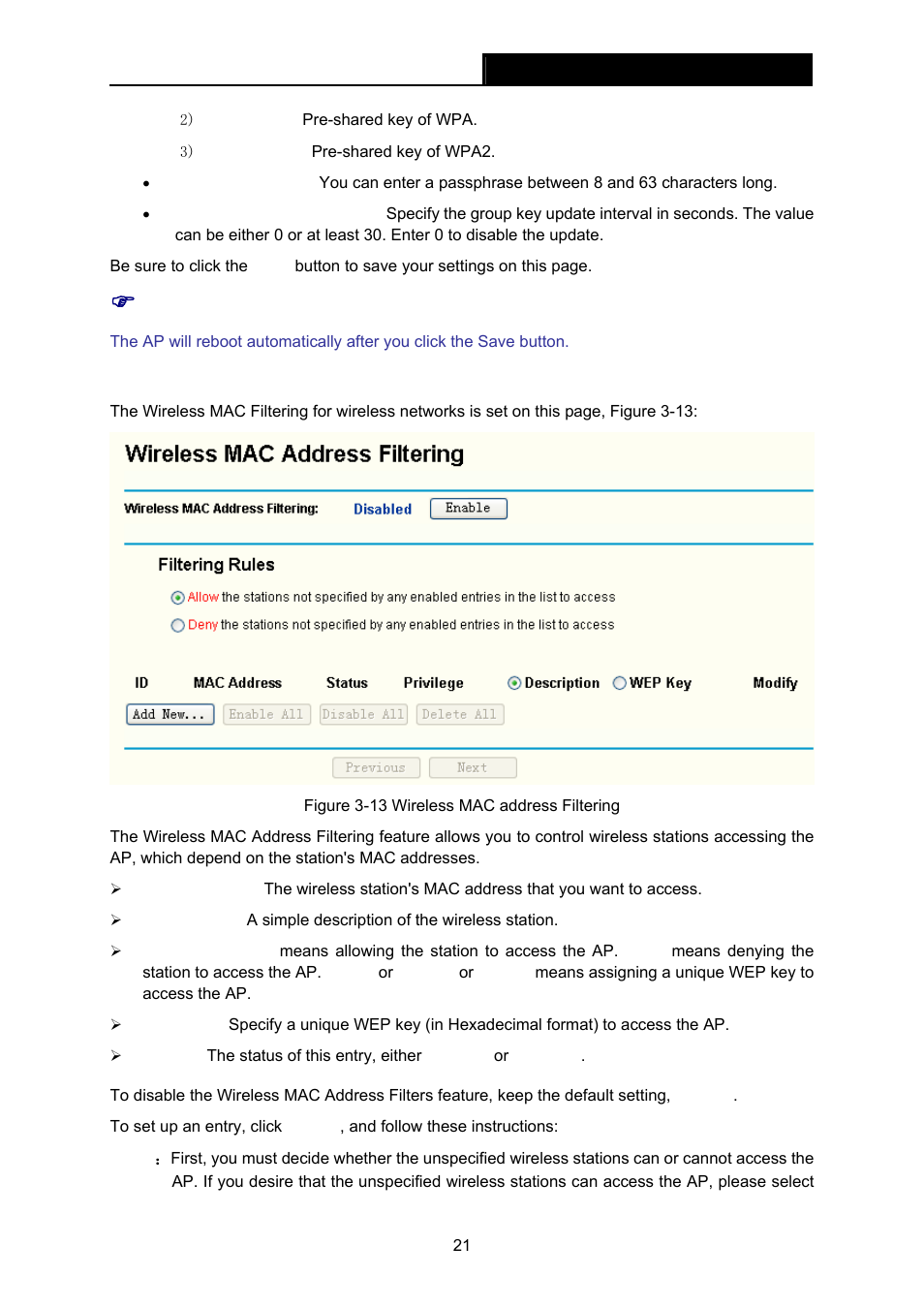 5 mac filtering | TP-Link TL-WA601G User Manual | Page 27 / 42
