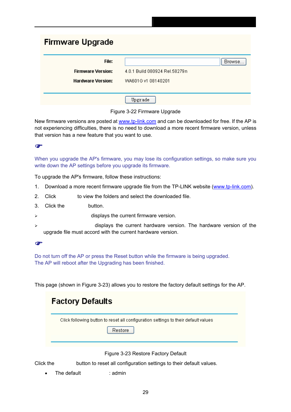 2 factory defaults | TP-Link TL-WA601G User Manual | Page 35 / 42