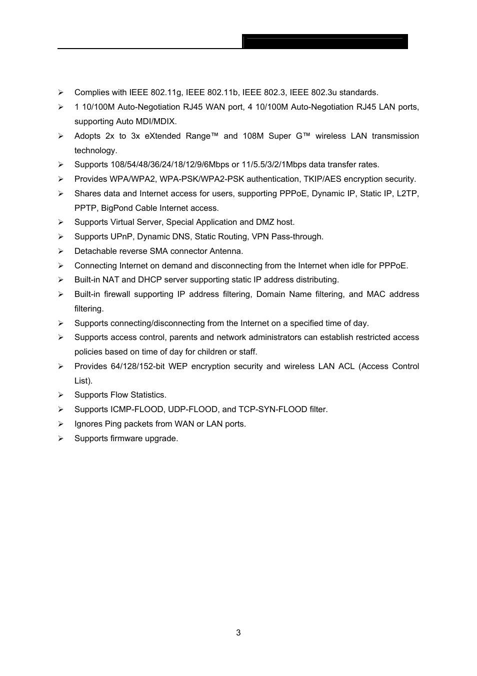 3 features, Features | TP-Link TL-WR642G User Manual | Page 10 / 85