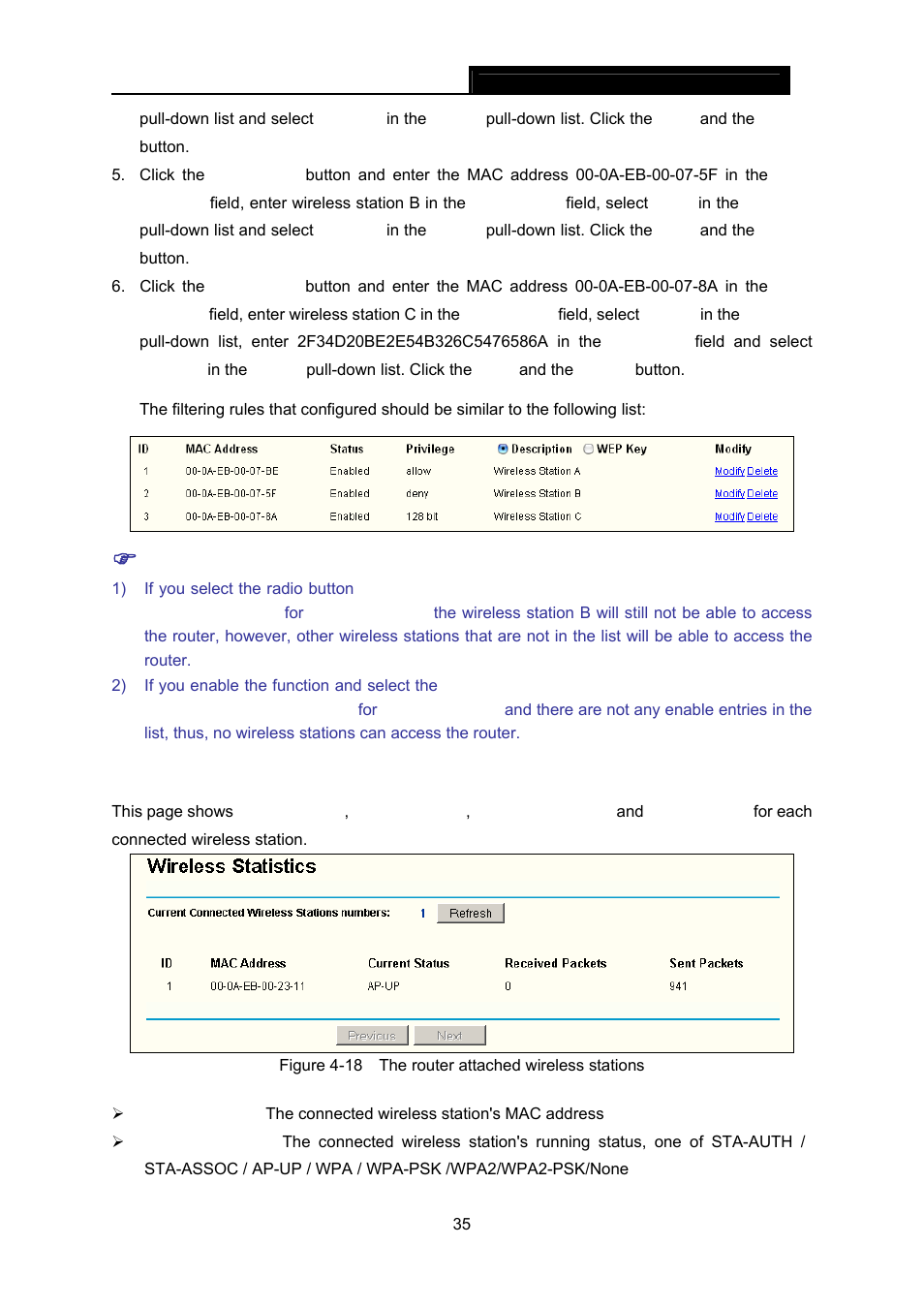 3 wireless statistics, Wireless statistics | TP-Link TL-WR642G User Manual | Page 42 / 85