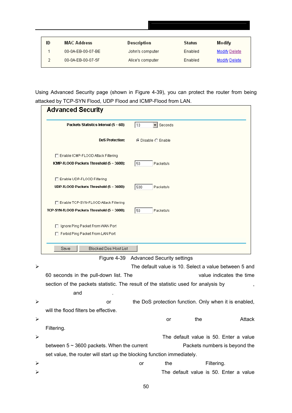 5 advanced security, Advanced security | TP-Link TL-WR642G User Manual | Page 57 / 85