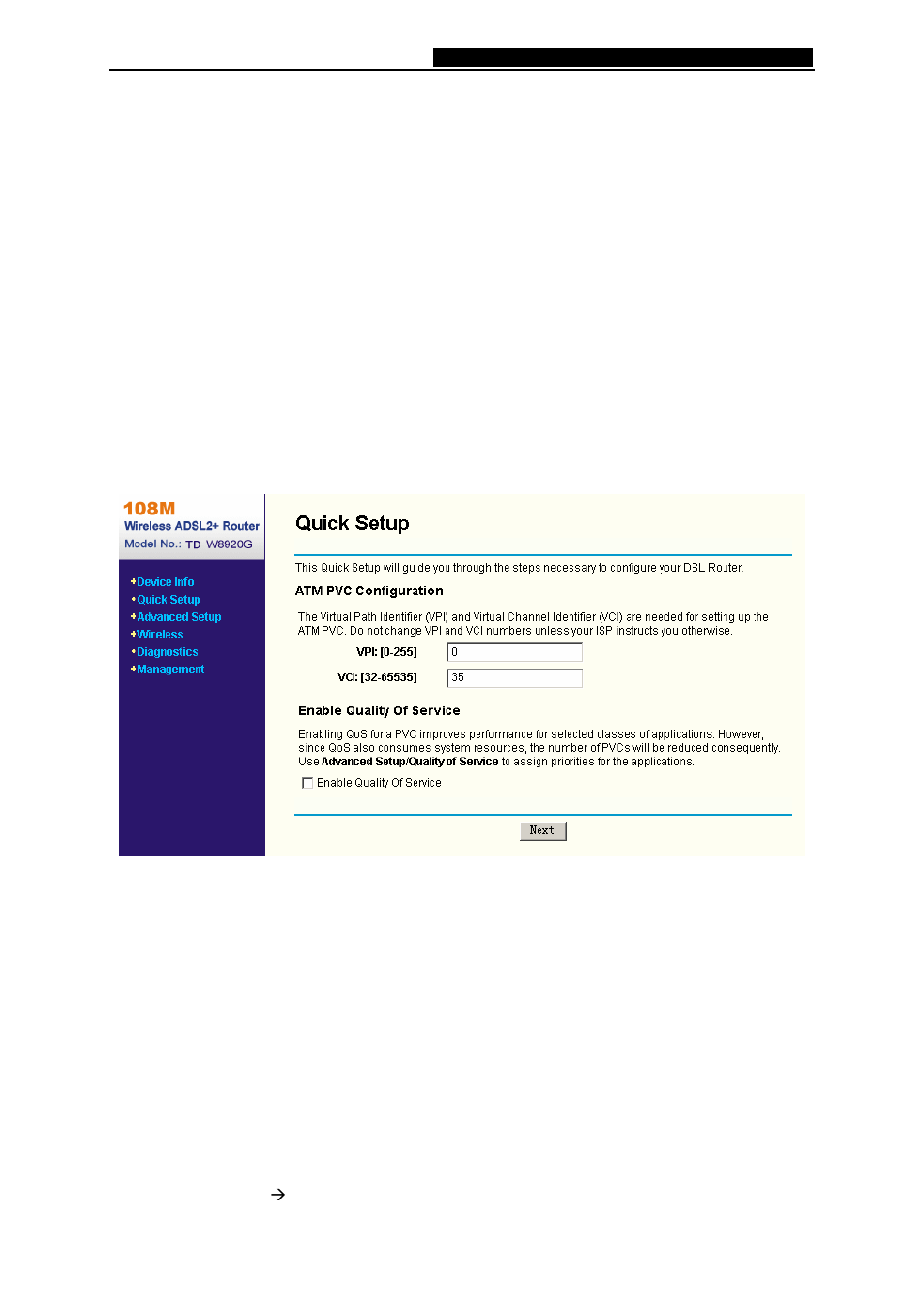 Chapter 5. basic router configuration, 1 login, 2 device info | Chapter 5, Basic router configuration, Login, Device info | TP-Link 108M Wireless ADSL2+ Router TD-W8920G User Manual | Page 25 / 85