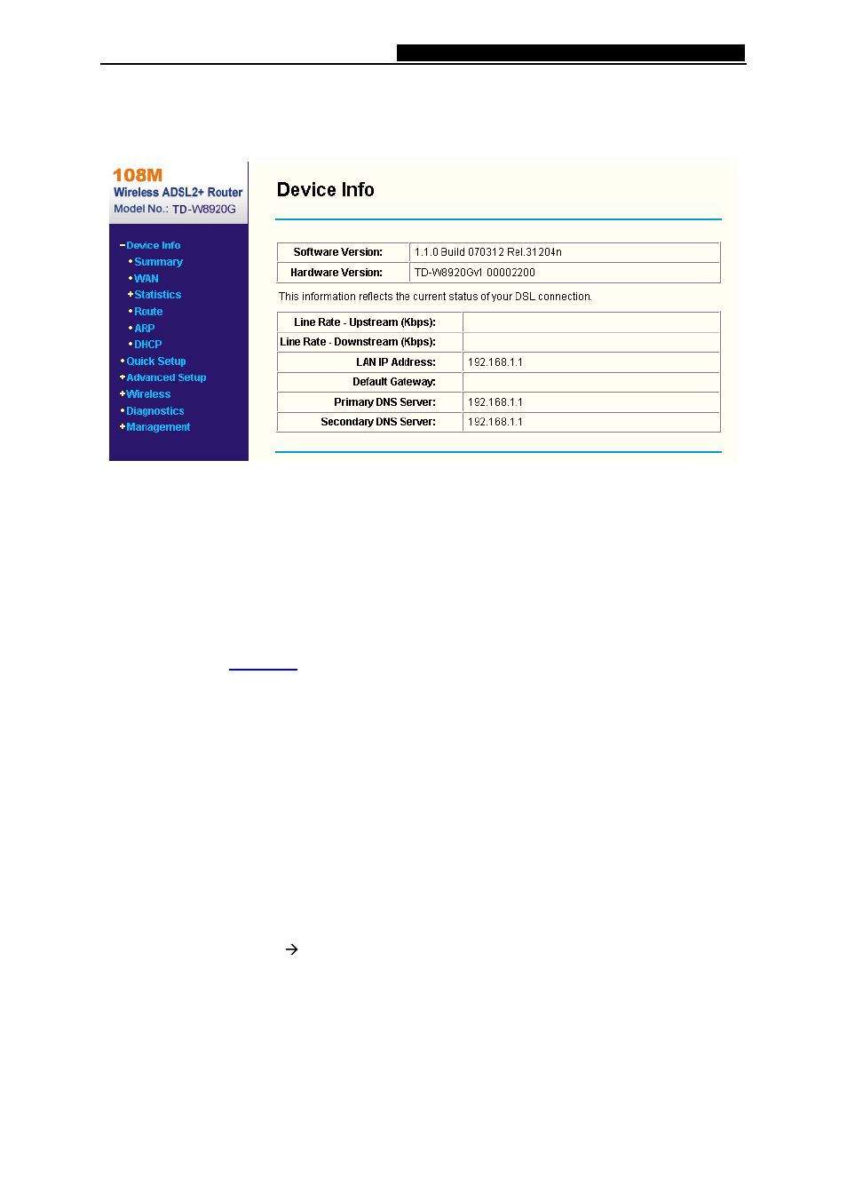 3 quick setup, 4 advanced setup, 1 wan | Quick setup, Advanced setup | TP-Link 108M Wireless ADSL2+ Router TD-W8920G User Manual | Page 26 / 85