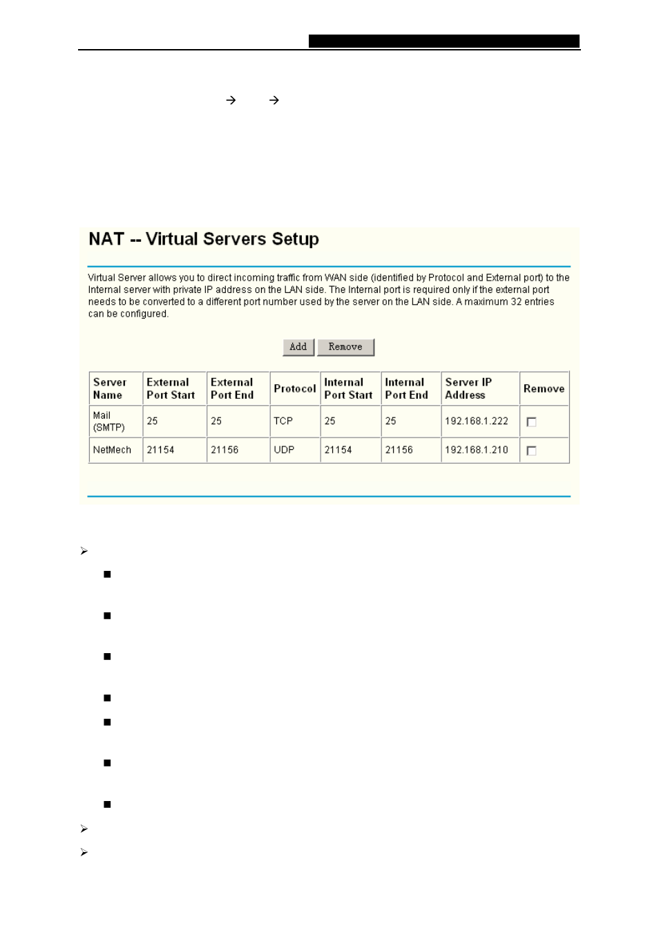 Virtual servers | TP-Link 108M Wireless ADSL2+ Router TD-W8920G User Manual | Page 38 / 85