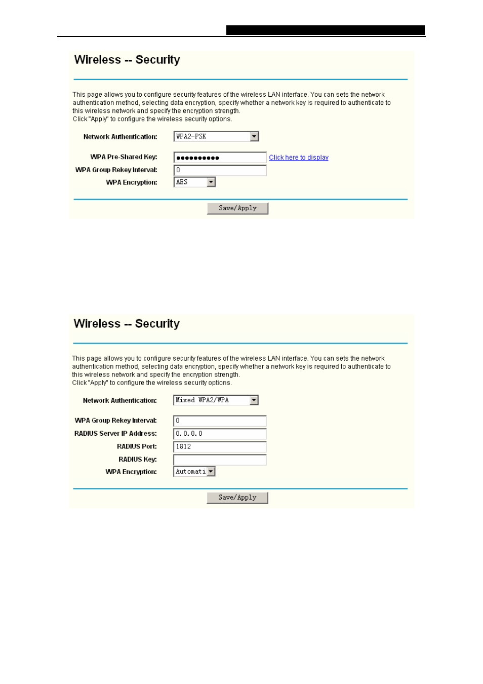 Mixed wpa2/wpa, Mixed wpa2/wpa-psk | TP-Link 108M Wireless ADSL2+ Router TD-W8920G User Manual | Page 66 / 85