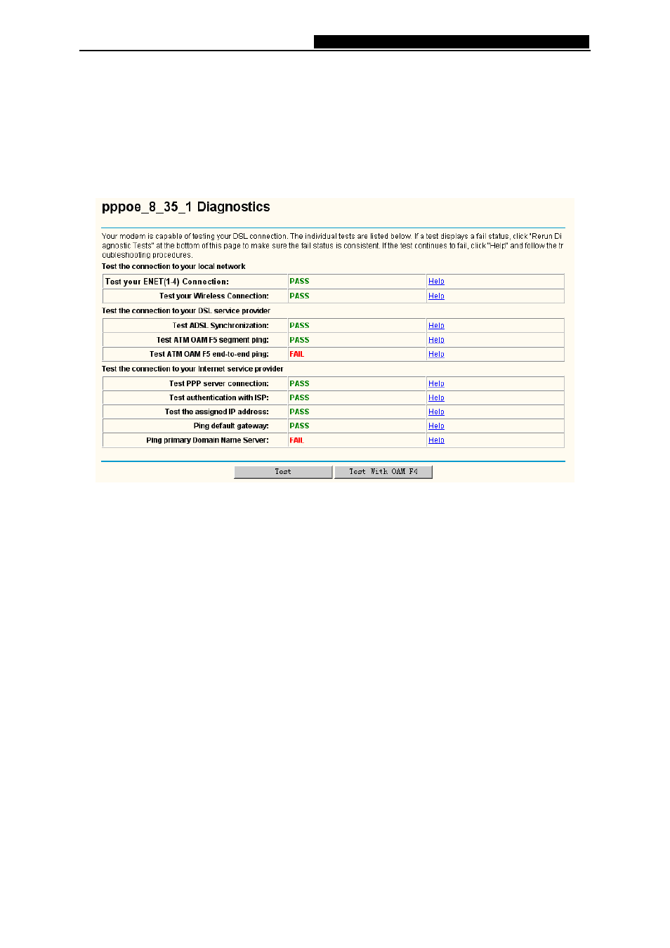 6 diagnostics, 7 management, 1 settings | Diagnostics, Management, Settings | TP-Link 108M Wireless ADSL2+ Router TD-W8920G User Manual | Page 70 / 85