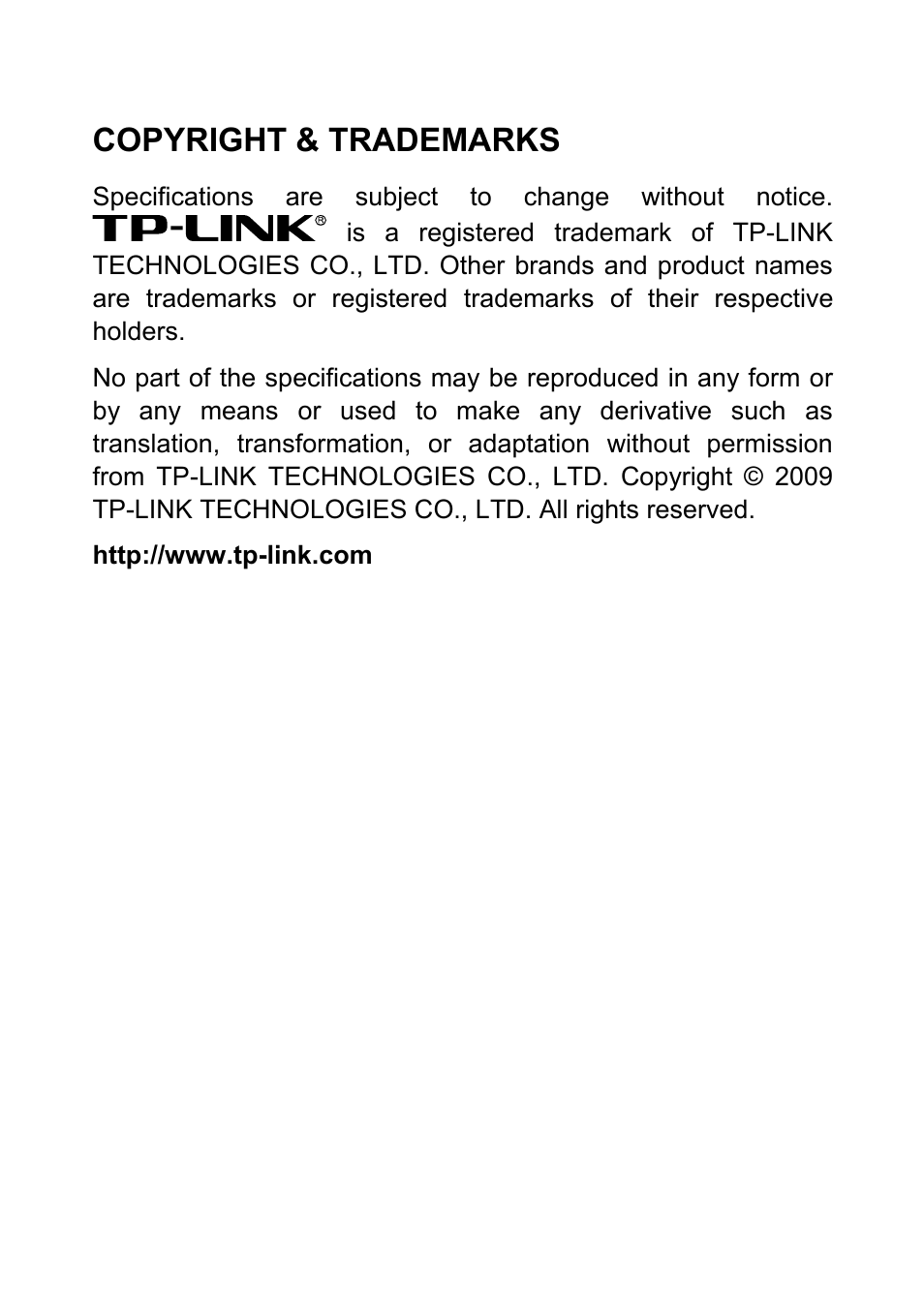 Copyright & trademarks | TP-Link TL-POE200 User Manual | Page 2 / 12