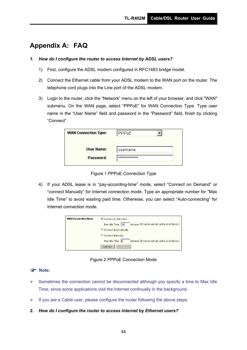 Appendix a: faq, Appendix a | TP-Link TL-R402M User Manual | Page 51 / 61