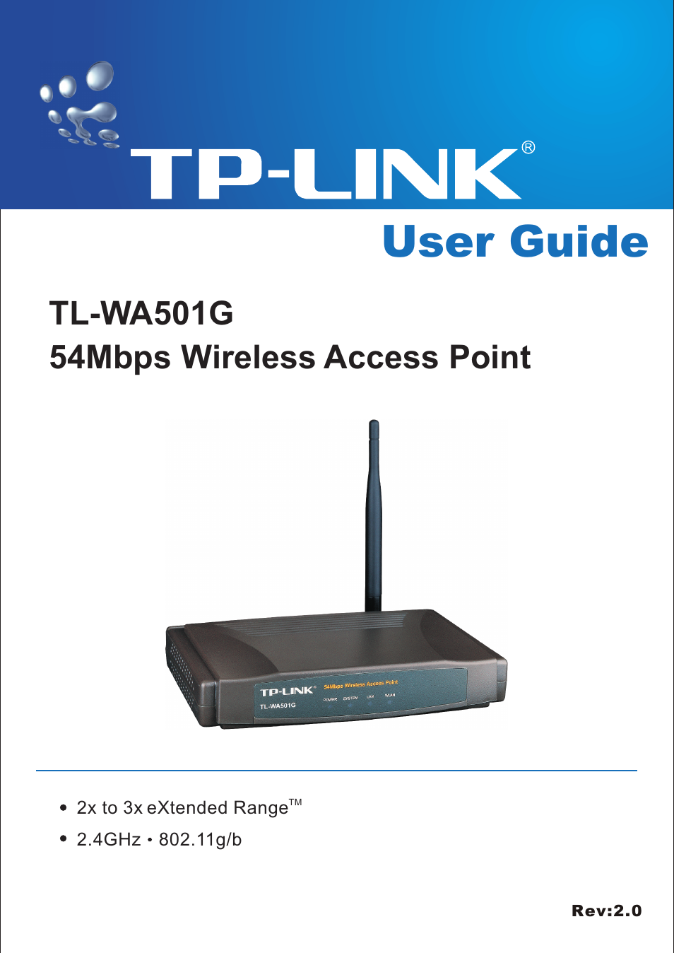TP-Link 54Mbps Wireless Access Point TL-WA501G User Manual | 45 pages