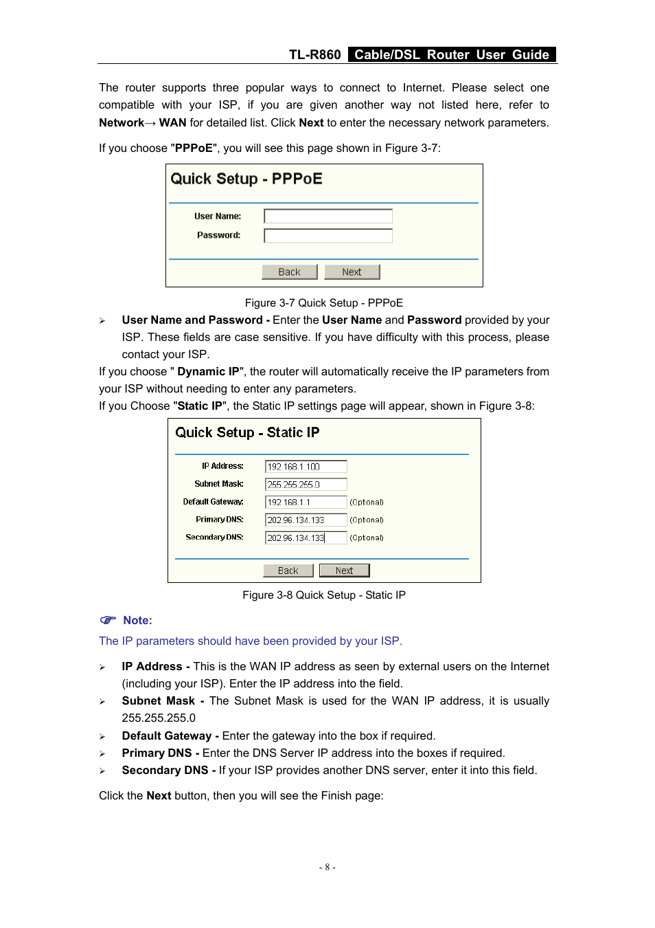 Tl-r860 cable/dsl router user guide | TP-Link Cable/DSL Router TL-R860 User Manual | Page 14 / 62