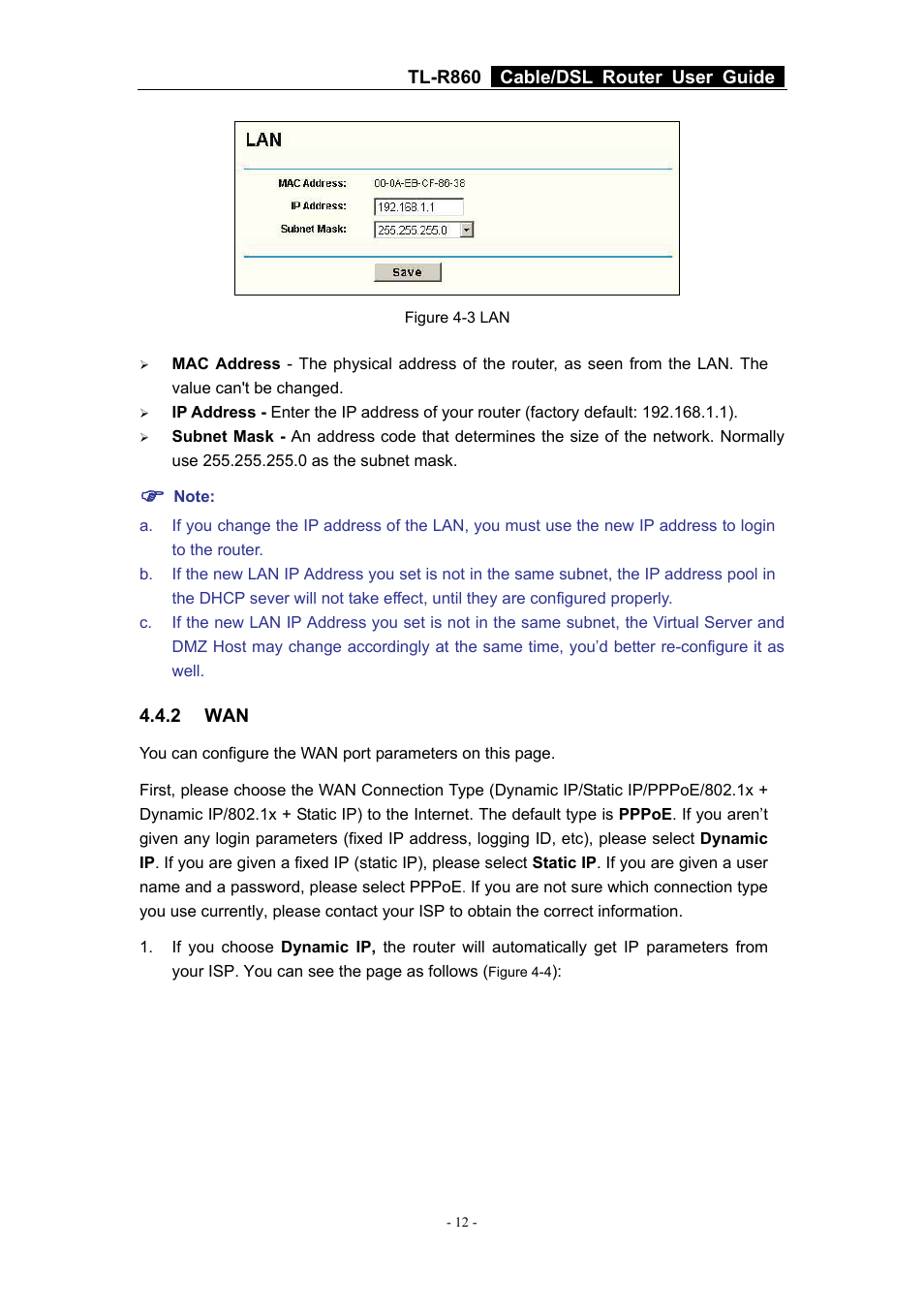 2 wan | TP-Link Cable/DSL Router TL-R860 User Manual | Page 18 / 62