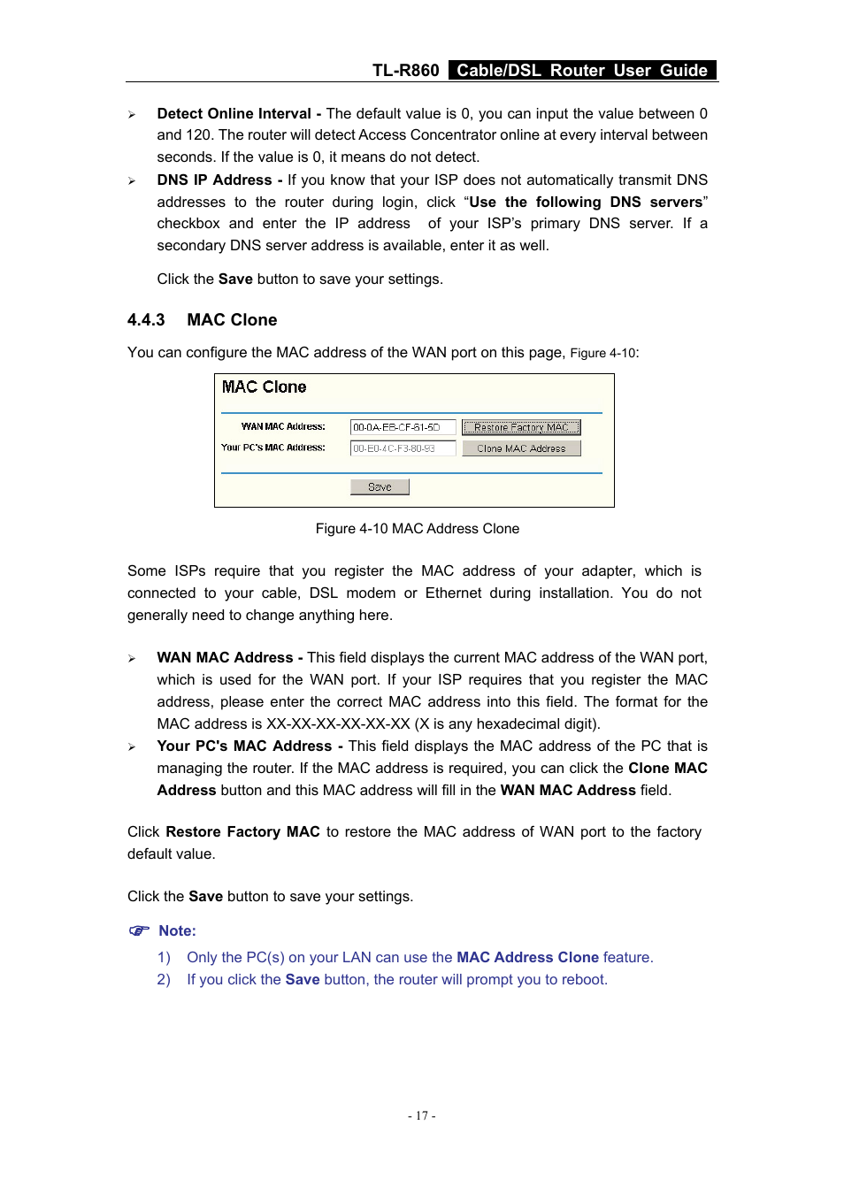 3 mac clone, Mac clone | TP-Link Cable/DSL Router TL-R860 User Manual | Page 23 / 62
